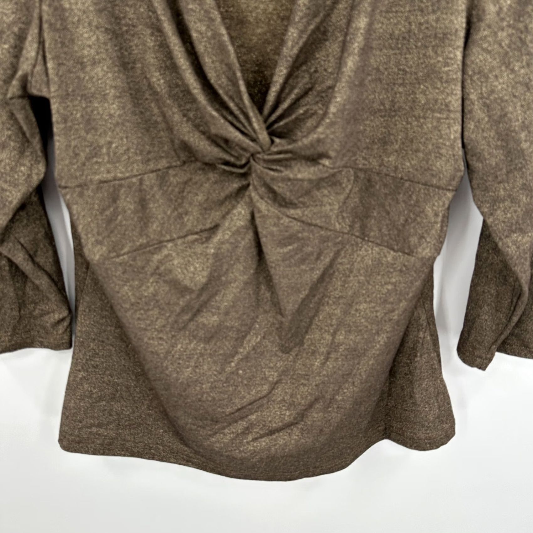 Vintage Sno Skins Top Womens Large Brown Metallic Twist Front Long Sleeve Blouse Size L / US 10 / IT 46 - 3 Thumbnail