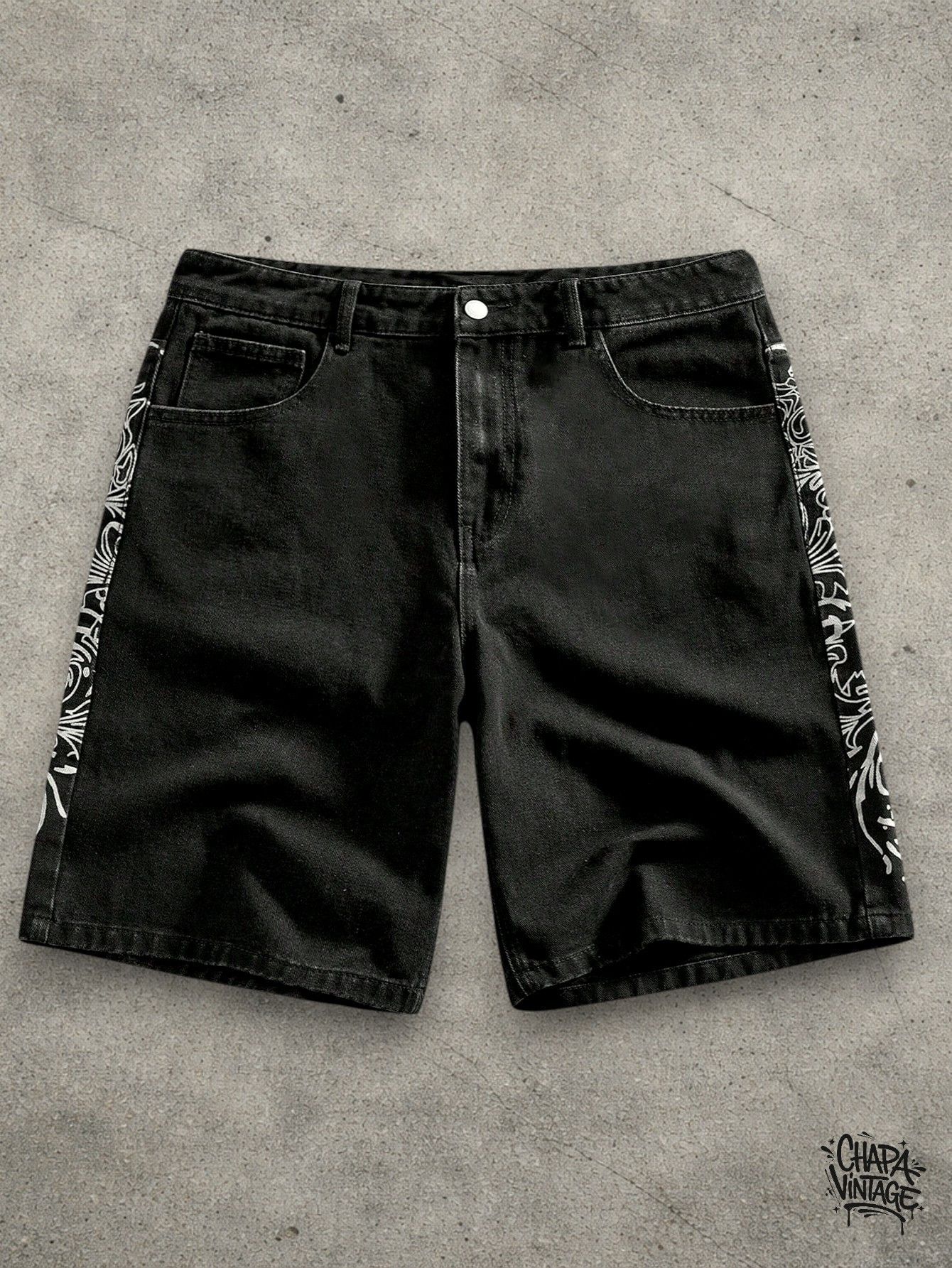 Vintage Graphic denim dark shorts Size US 32 / EU 48 - 2 Thumbnail
