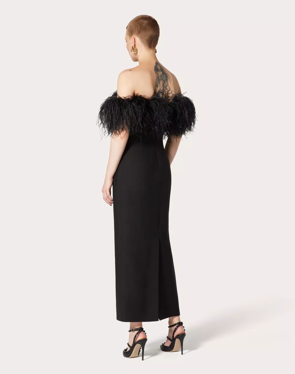 Valentino o1s1wg110625 Embrodiered Crepe Couture Dress in Black Size S / US 4 / IT 40 - 5 Thumbnail