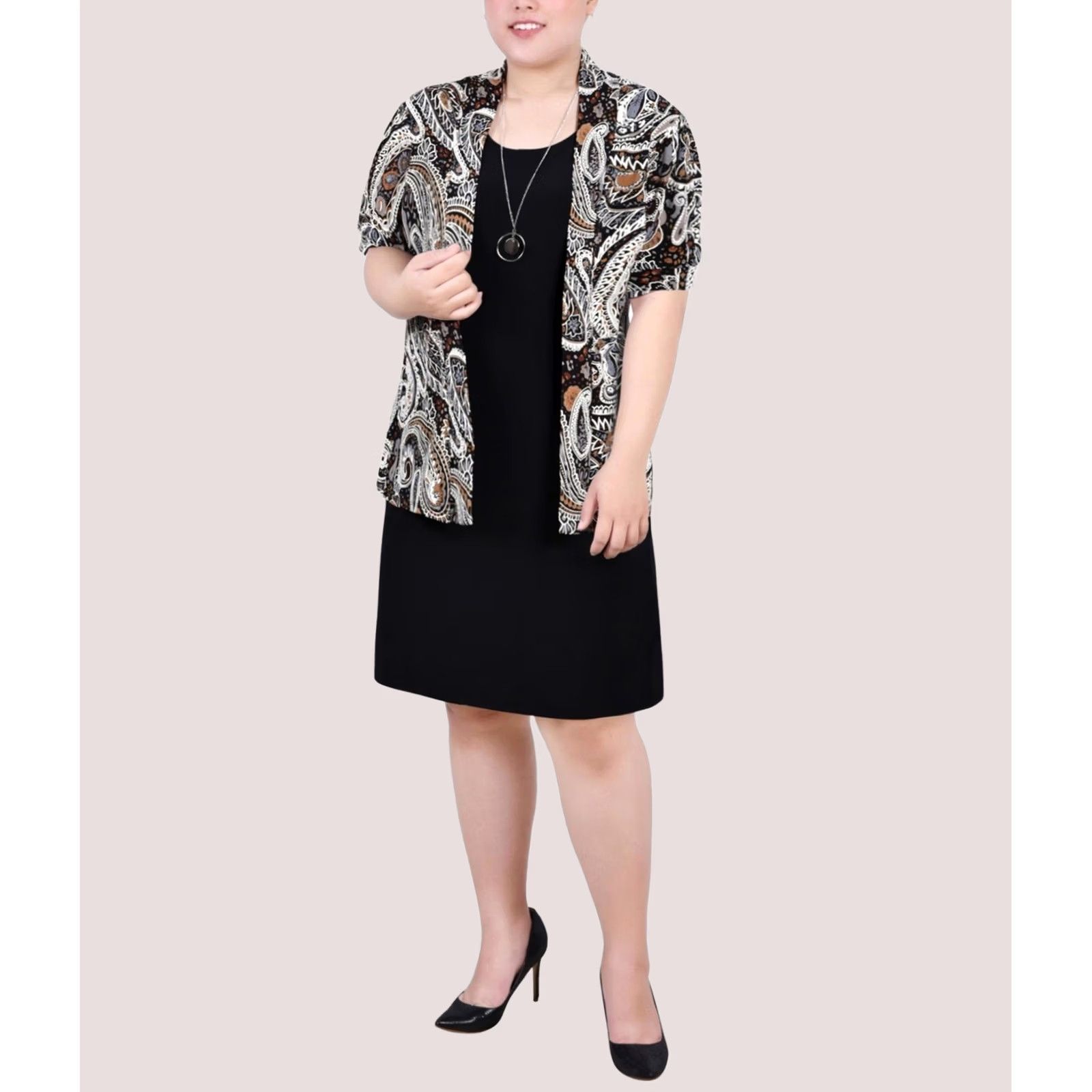 Vintage NY Collection Womens Plus Size 1X Dress Suit Black Size XL / US 12-14 / IT 48-50 - 1 Thumbnail
