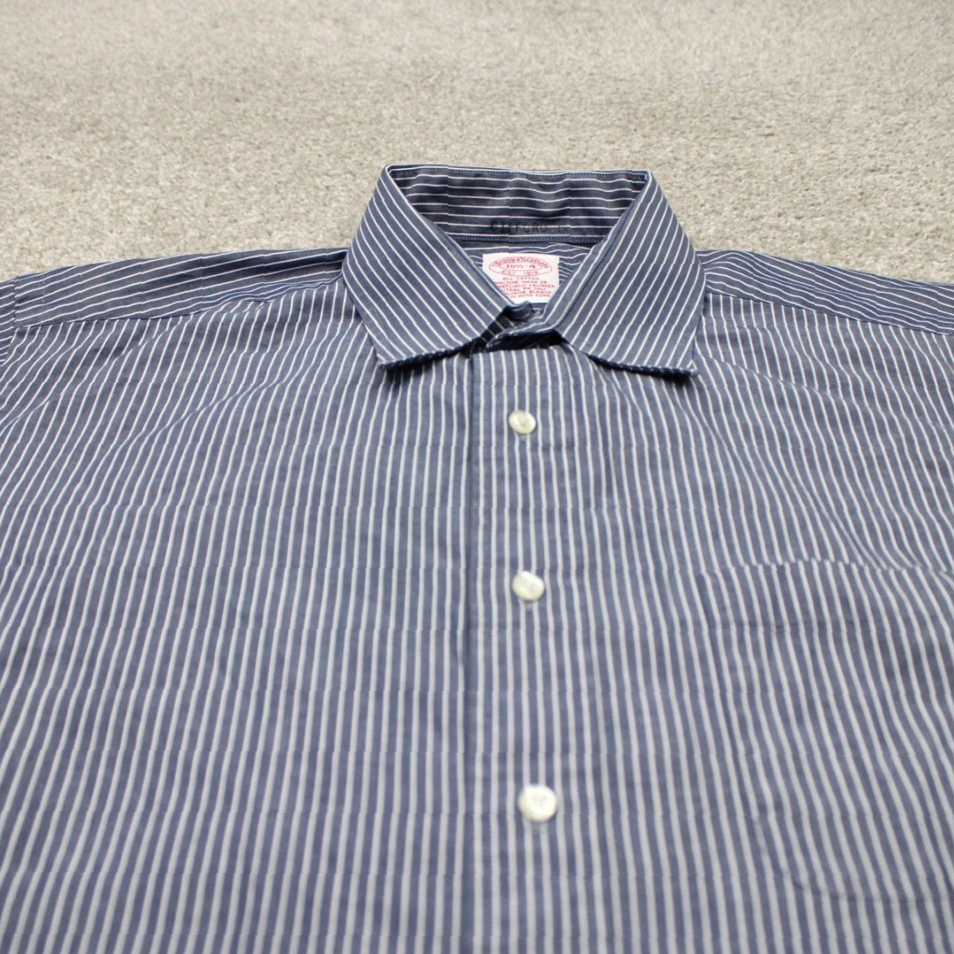 Brooks Brothers Brooks Brothers Dress Shirt Mens 15 1/2 4 Blue/White 100% Cotton L/S Button Up Shirt Size 42R - 5 Thumbnail