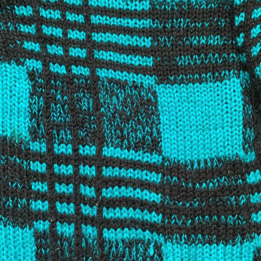 Vintage Vintage Street Scene Teal Black Checkered Plaid Loose Knit Pullover Sweater Size US M / EU 48-50 / 2 - 8 Thumbnail