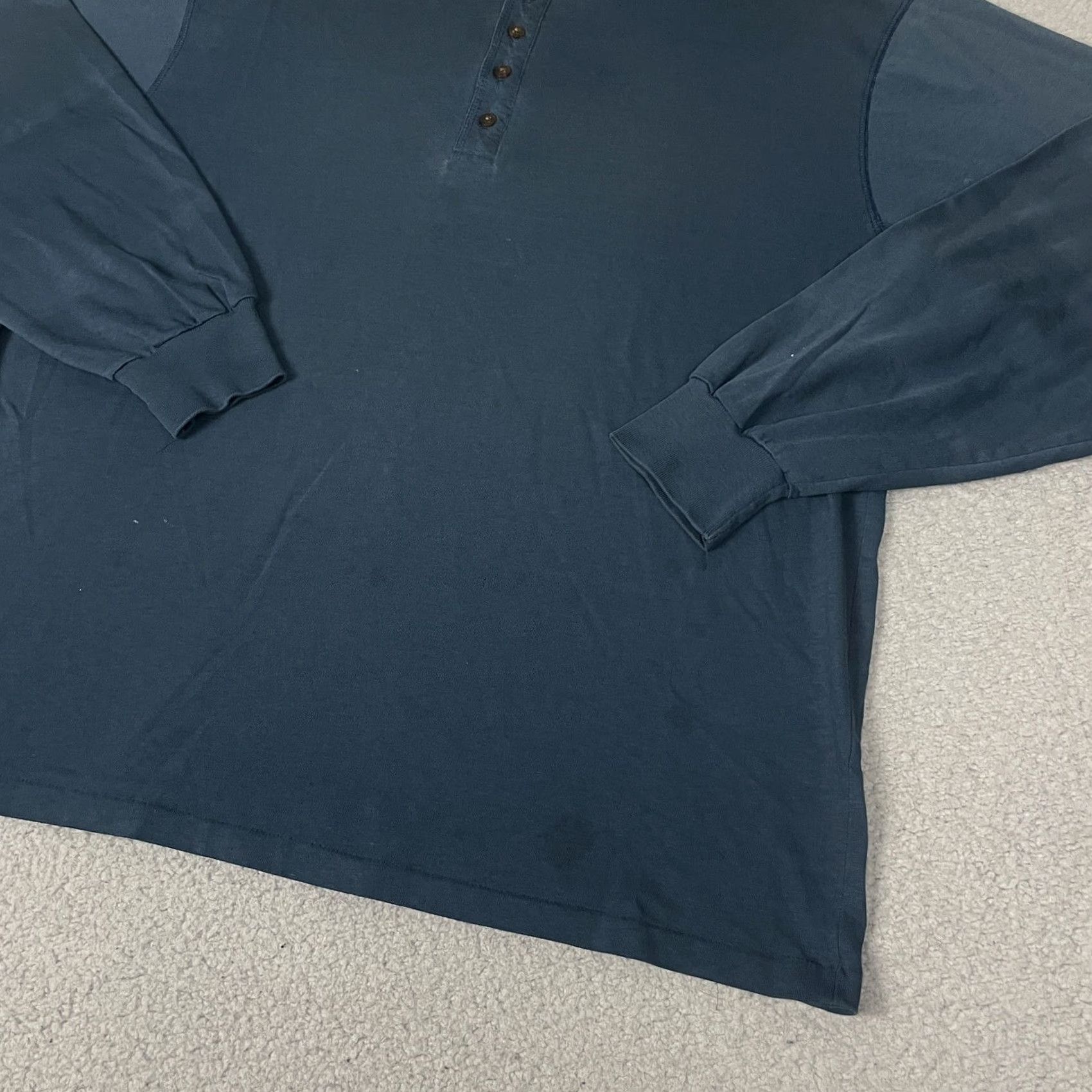 Vintage VINTAGE L.L. Bean Tshirt Shirt Adult Large Long Sleeve Henley Blue USA 1/4 Button Distressed Vtg Mens Size US L / EU 52-54 / 3 - 6 Thumbnail