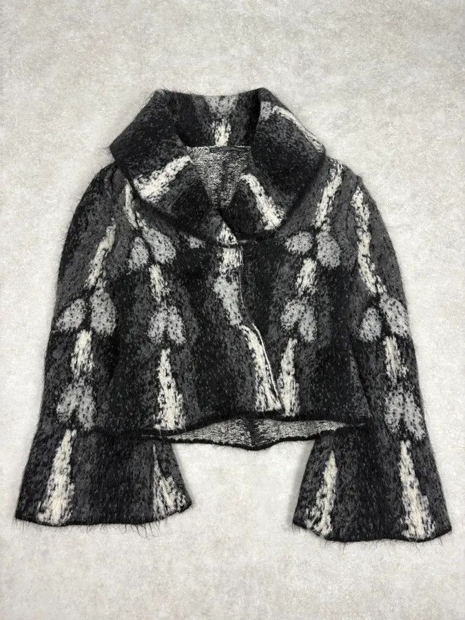 Roberto Cavalli 2000s Roberto Cavalli Grey & Black Wool Mohair Cardigan Size XS / US 0-2 / IT 36-38 - 1 Thumbnail