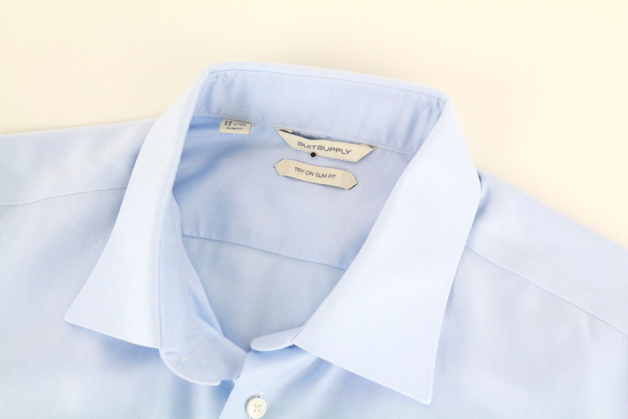 Suitsupply 44L/17 1/2L Slim Cotton Blue Twill Shirt 73596 Size US L / EU 52-54 / 3 - 3 Thumbnail