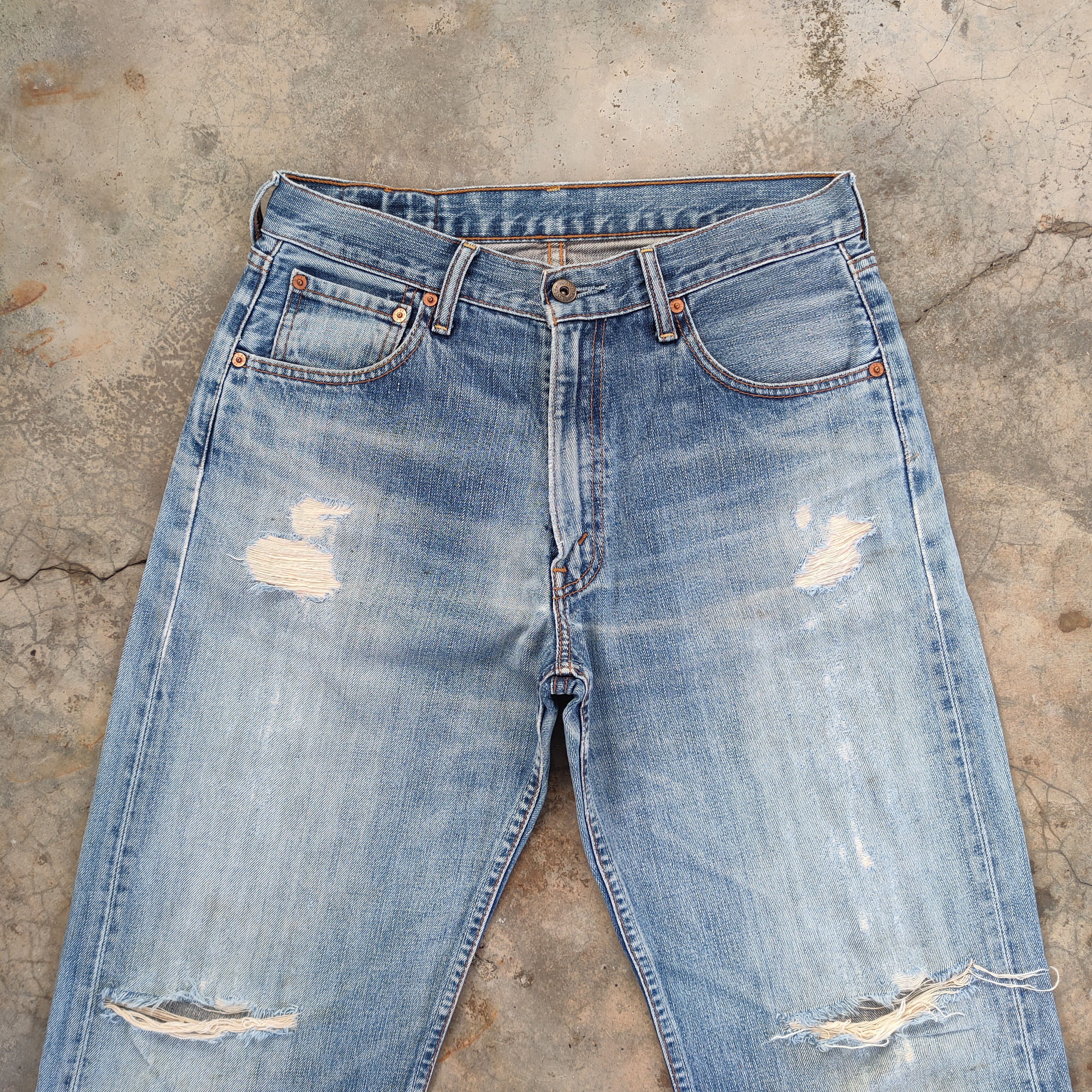 Levi's Vintage Clothing # LEVI'S 503 VINTAGE RIPPED FADED JEAN DENIM PANTS Size US 31 - 4 Thumbnail
