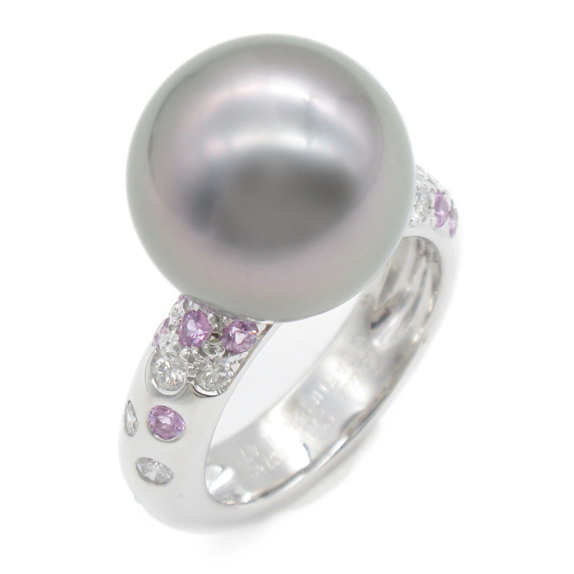image of Cartier Black Butterfly Pearl Pink Sapphire Earring Ring Black K18Wg[Whitegold] Black Butterfly Pea