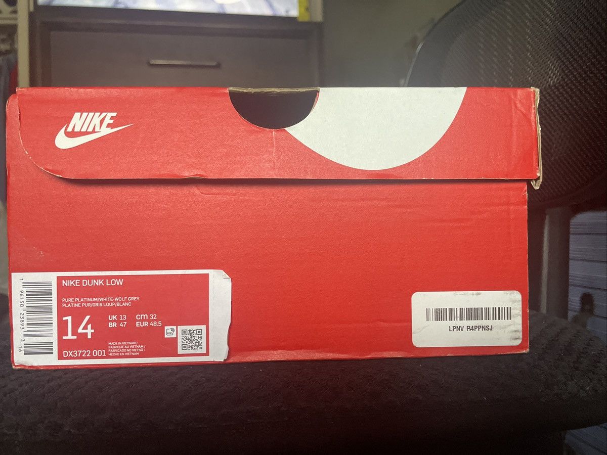Nike Nike Dunk Low Wolf Grey Pure Platinum Size 14 Size US 14 / EU 47 - 7 Thumbnail