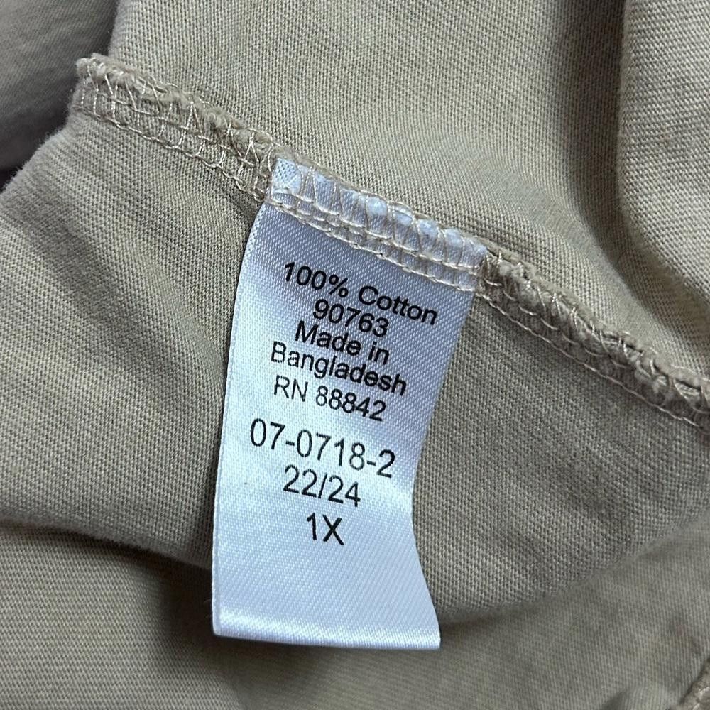 Designer Roaman’s l Stretch Cotton Horseshoe Neck Tank Tan 1X Size XL / US 12-14 / IT 48-50 - 7 Thumbnail