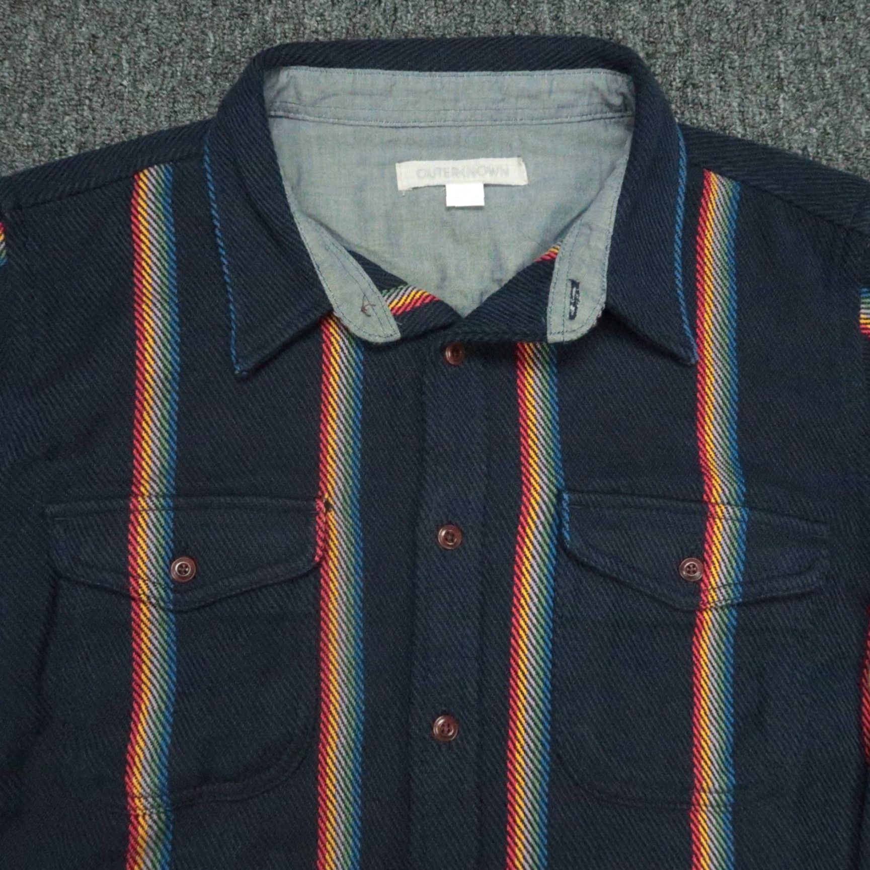 Outerknown Outerknown Shirt Mens Large Blue Striped Flannel Long Sleeve Button-Up Casual Workwear Size US L / EU 52-54 / 3 - 2 Thumbnail