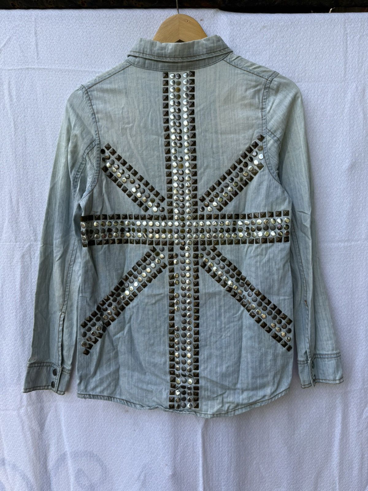 Britania flags studded denim shirt