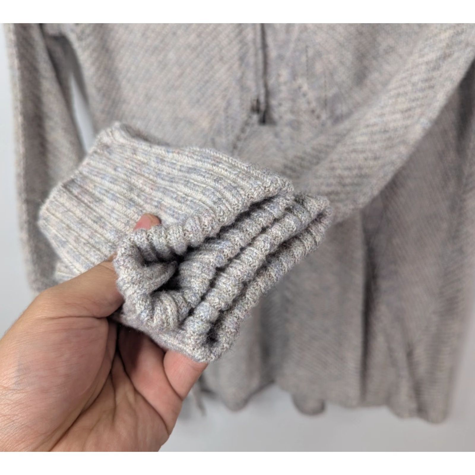 Vintage Knox Rose Top Shirt Sweater Women's Small Gray Tie Neck Waffle Knit Cottagecore Size S / US 4 / IT 40 - 3 Thumbnail