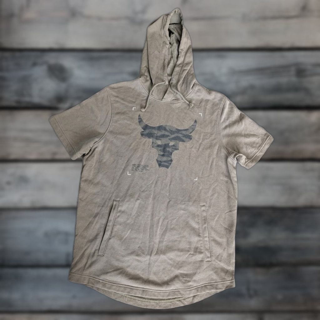 Under Armour Under Armour Project Rock Shirt Hooded Mens M Green Camouflage Bull Short Sleeve Graphic Print Pullover Pockets Athletic Gym Lightweight Size US M / EU 48-50 / 2 - 1 Thumbnail