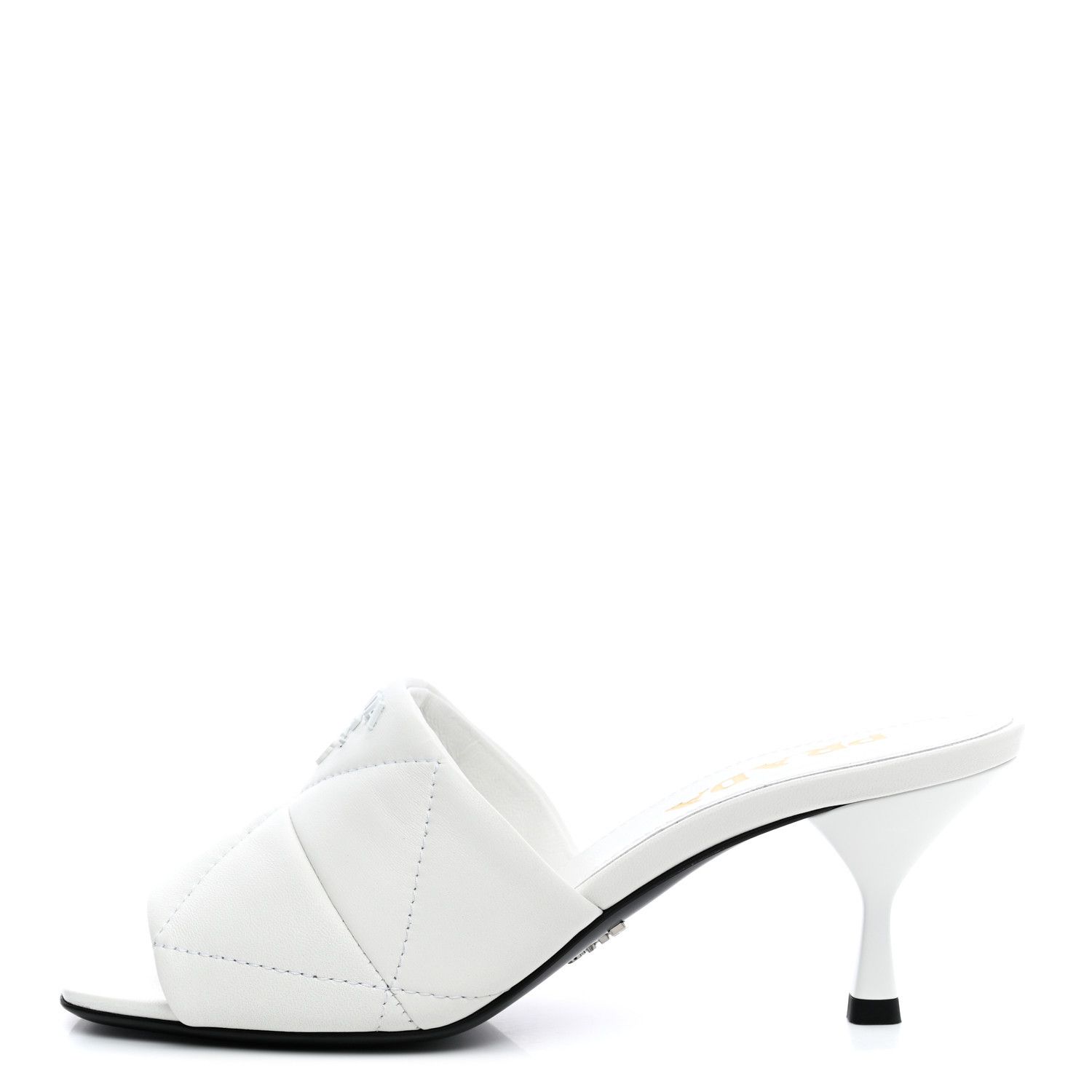 Prada oc11z0625 Quilted Nappa Leather Heeled Sandals in White Size US 9 / IT 39 - 2 Thumbnail