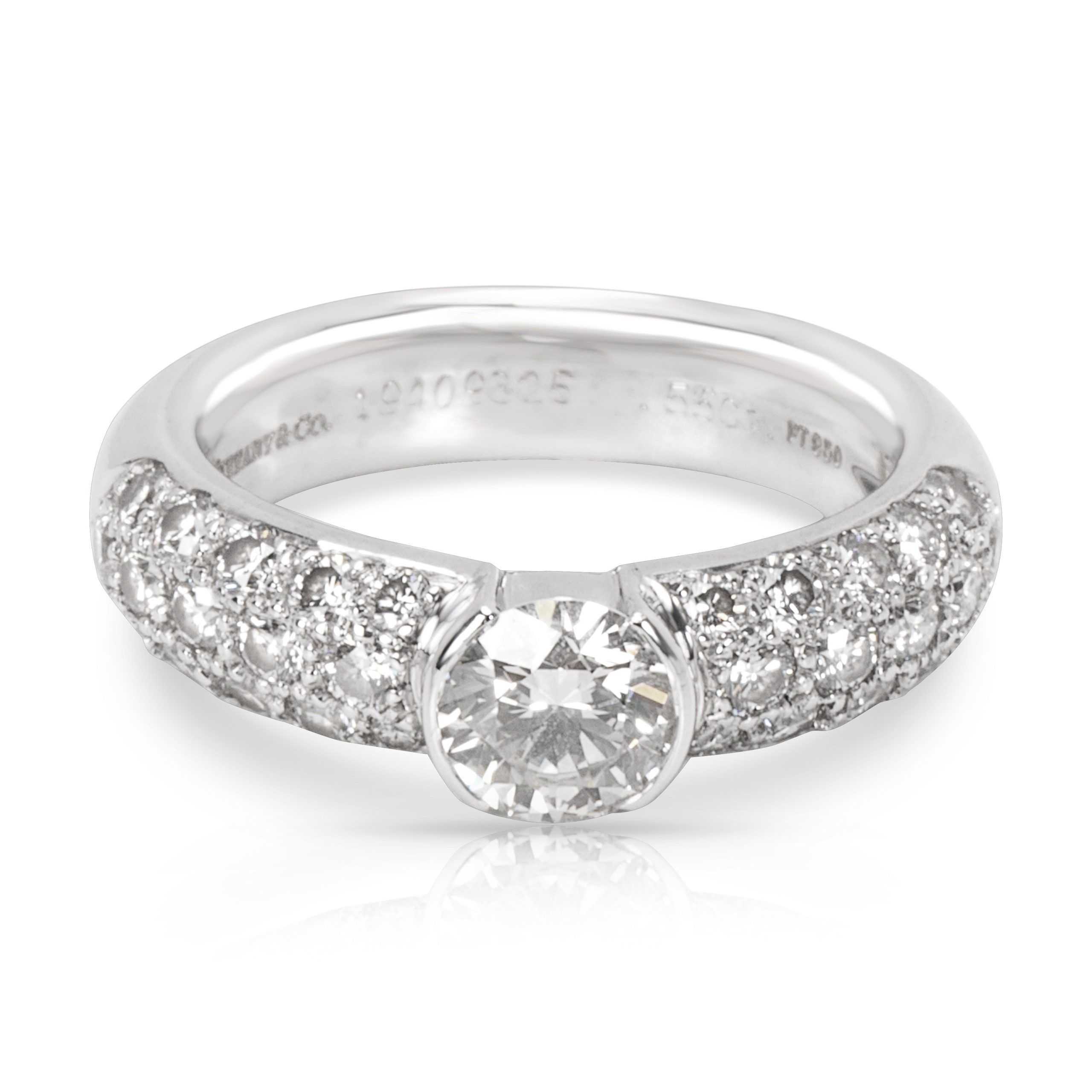 image of Tiffany Co Platinum Tiffany & Co. 0.55 I Vvs1 Semi-Bezel Set Engagement Ring (0.72Ctw) in Silver, W