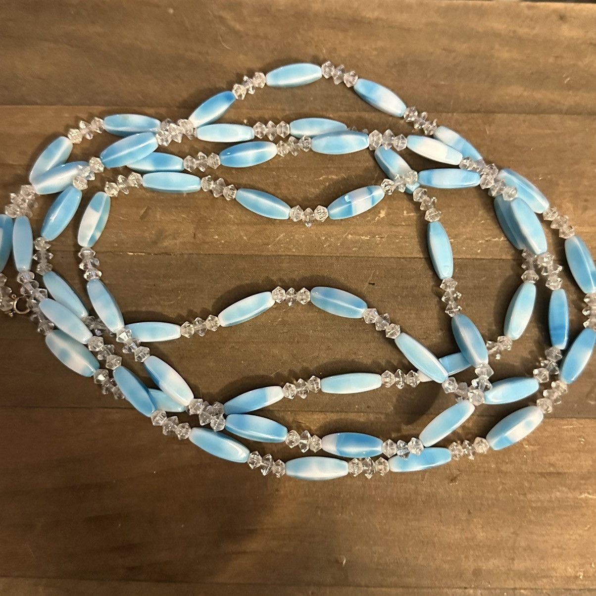 Vintage Vintage sky blue and white long beaded necklace Size ONE SIZE - 2 Thumbnail