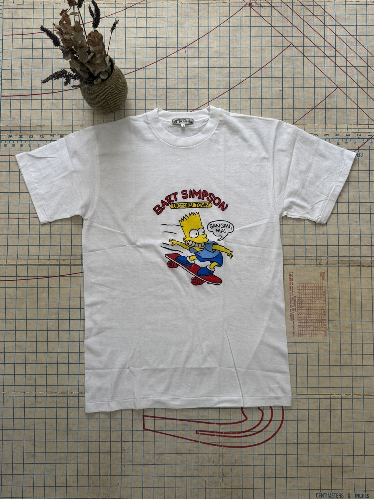 Vintage Vintage The Simpsons Bart Skateboarding Bootleg Tee White Size US M / EU 48-50 / 2 - 1 Thumbnail