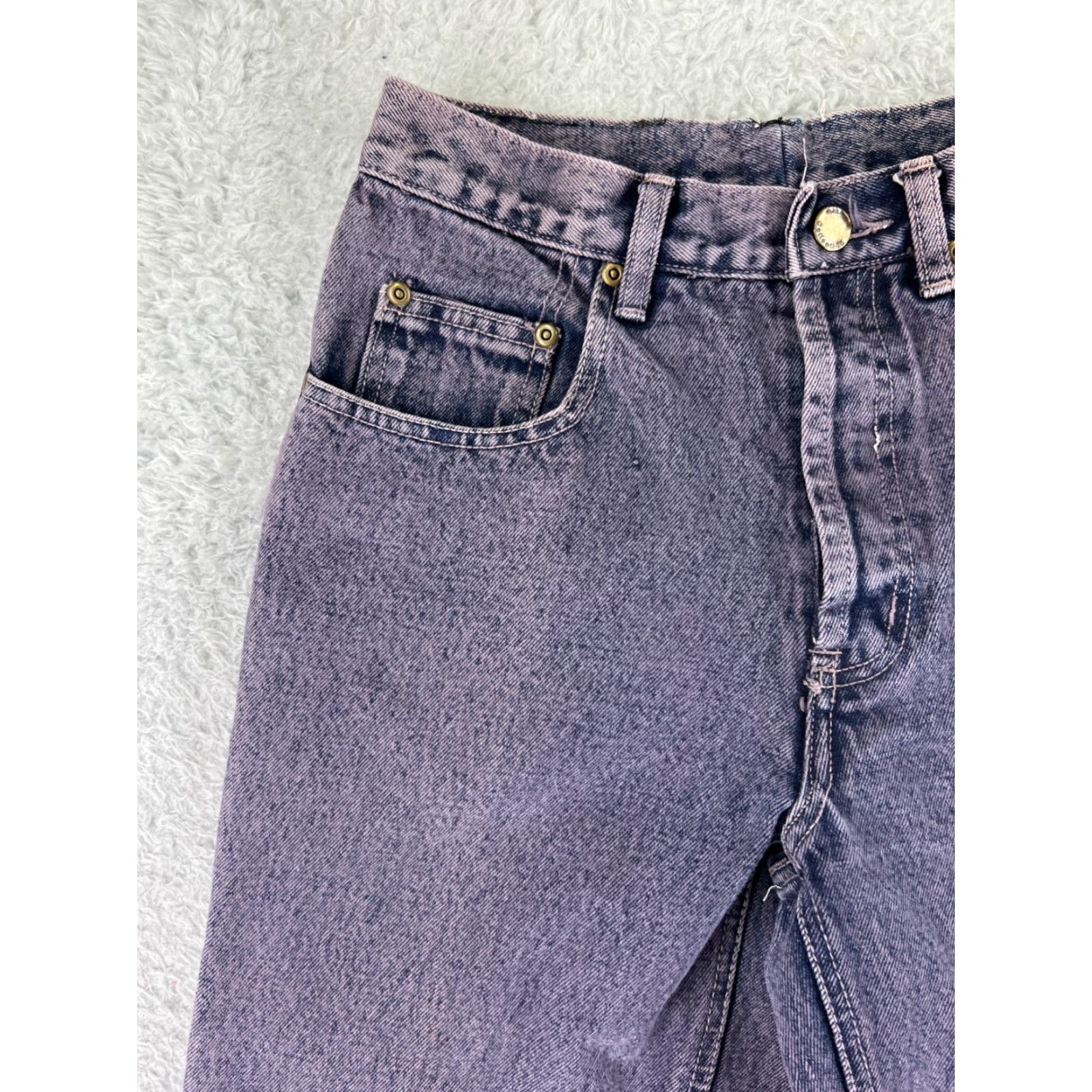 Denime VINTAGE Alkam Jeans Womens Purple Denim 28 80s 90s Hip Hop Button Fly Straight 5-Pocket Design Regular Stretch Cotton Denim Woman Clothes Shoes Size 28" / US 6 / IT 42 - 6 Thumbnail