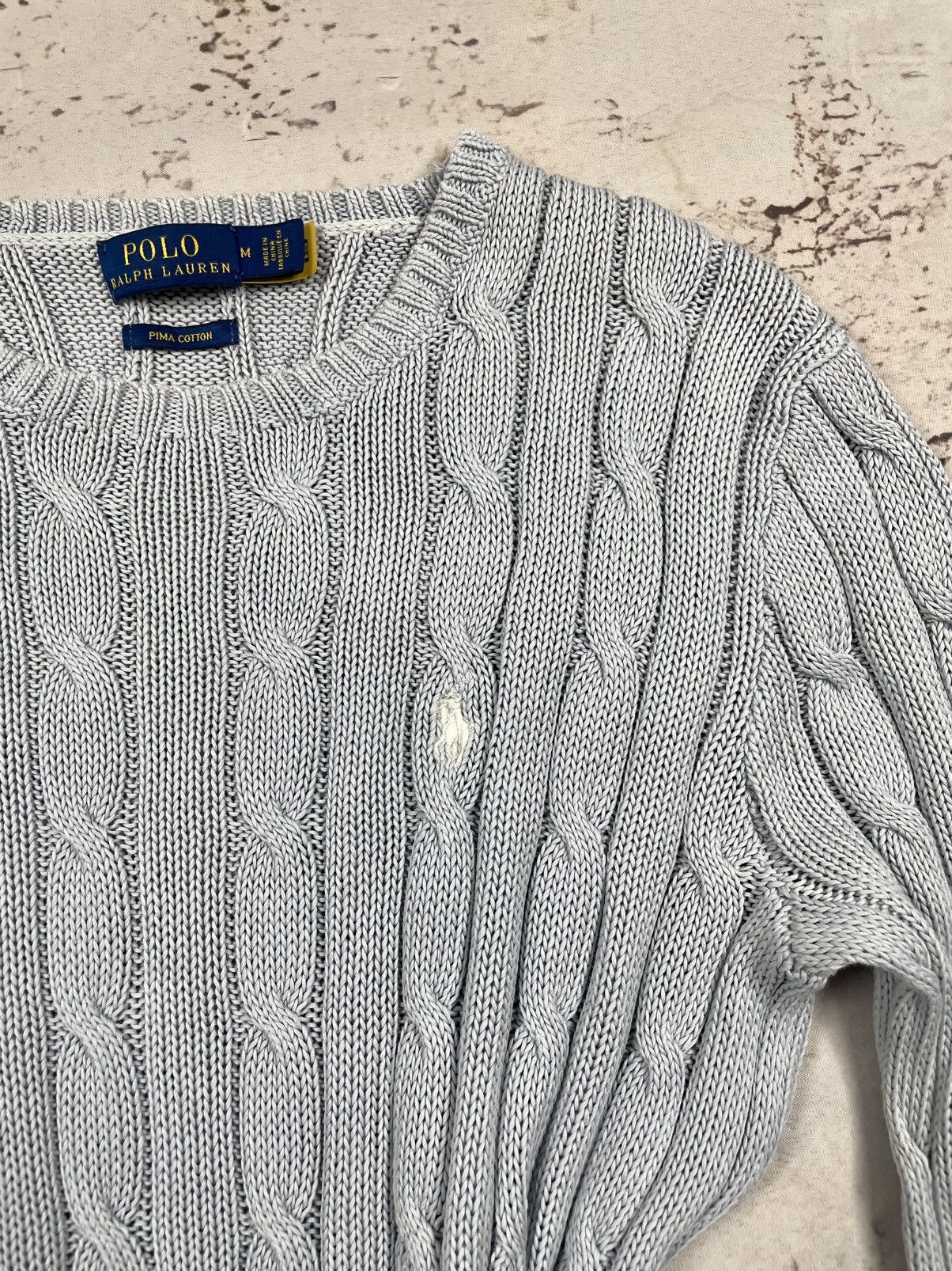 Polo Ralph Lauren Polo Ralph Lauren M Cable Knit Sweater – Gray,Old Money egv Size M / US 6-8 / IT 42-44 - 11 Thumbnail