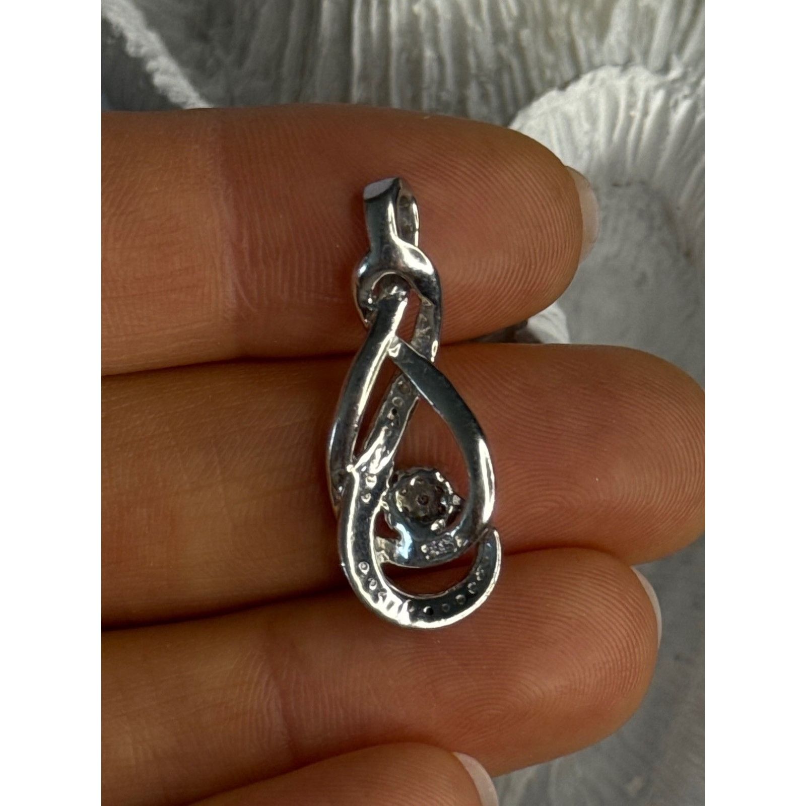 Jewelry ELEGANT 925 STERLING SILVER DIAMONDS PENDANT Size ONE SIZE - 7 Thumbnail