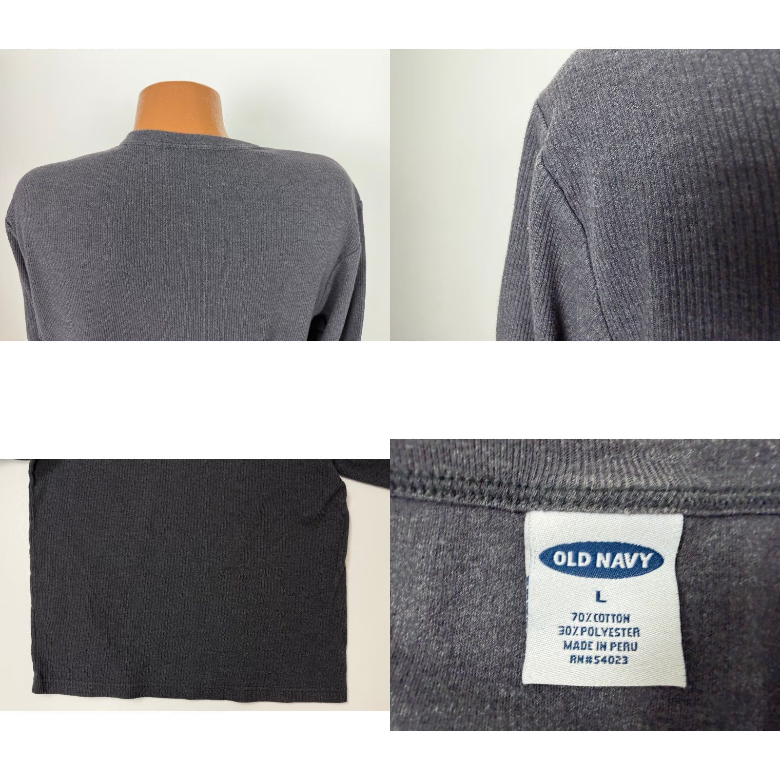 Old Navy VINTAGE Old Navy Ribbed Shirt Men Large Charcoal Gray V-Neck T-Shirt Heavyweight Knit 2000s Hipster Y2K Men's Large Gray Vintage Size US L / EU 52-54 / 3 - 8 Thumbnail