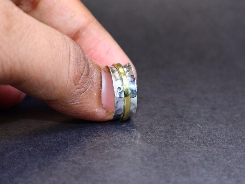 Handmade Silver Spinner Band Ring, Handmade 925 Sterling Silver Ring, Size ONE SIZE - 5 Thumbnail