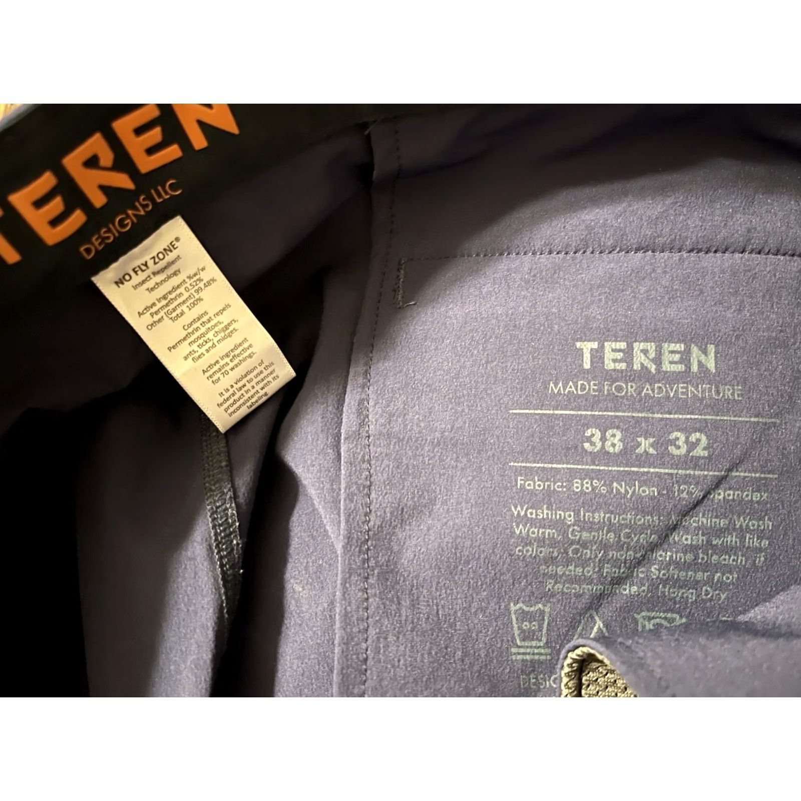 4SDESIGNS VINTAGE No Fly Zone Outdoors- Teren Designs Lightweight Traveler Pants Blue Mens 38x32 Size US 38 / EU 54 - 4 Thumbnail