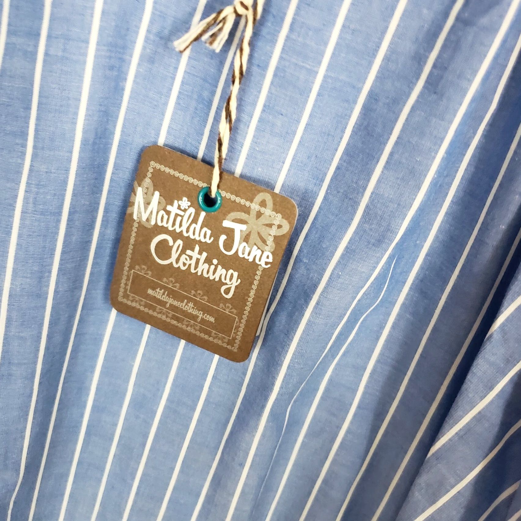 Vintage Matilda Jane Cover Up Womens Sandy Seashell Size S Blue White Striped 100% Cotton Size ONE SIZE - 5 Thumbnail