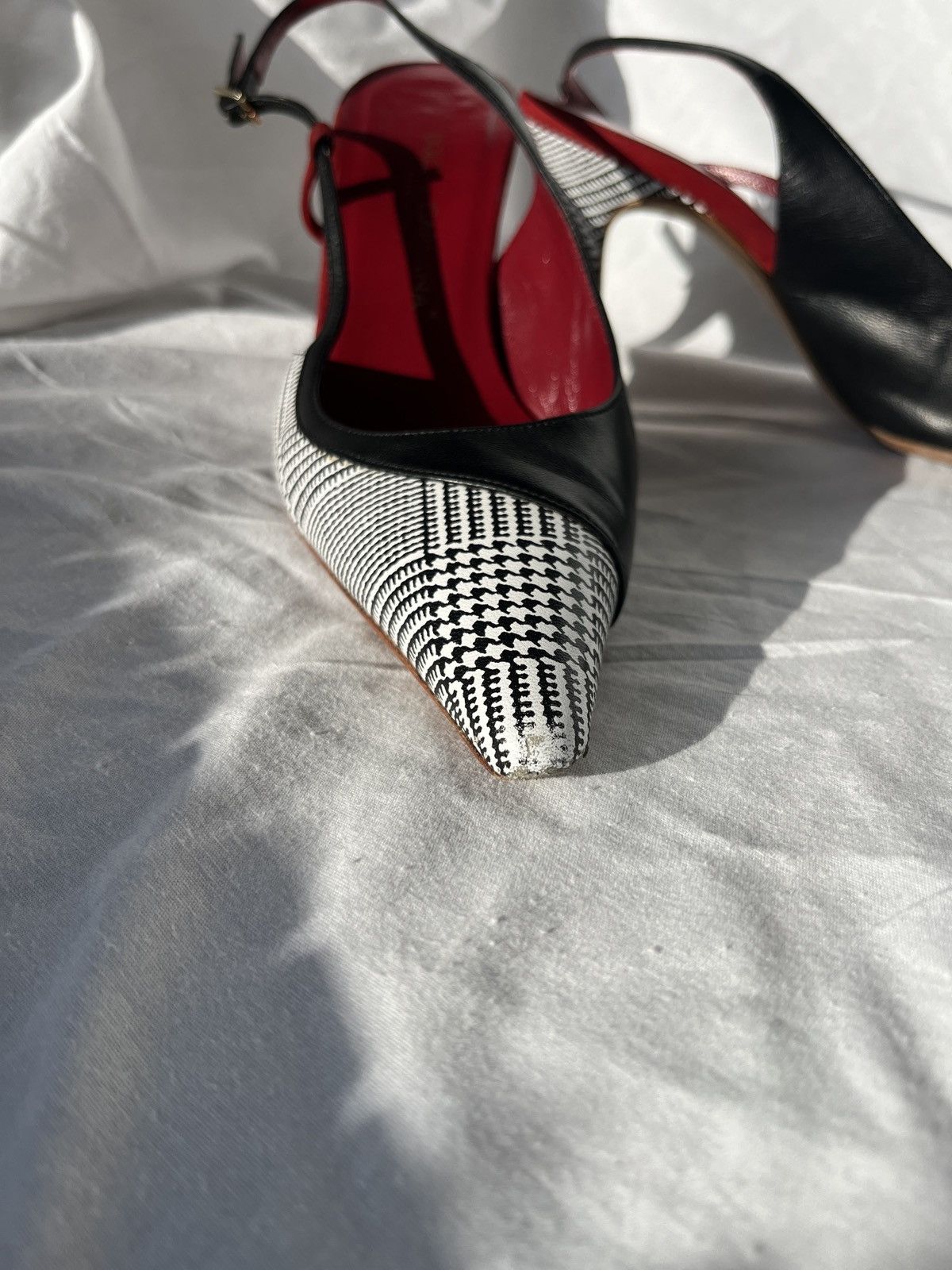 Dolce & Gabbana × Vintage Sling Back Heels Black and Houndstooth Size US 6 / IT 36 - 12 Thumbnail