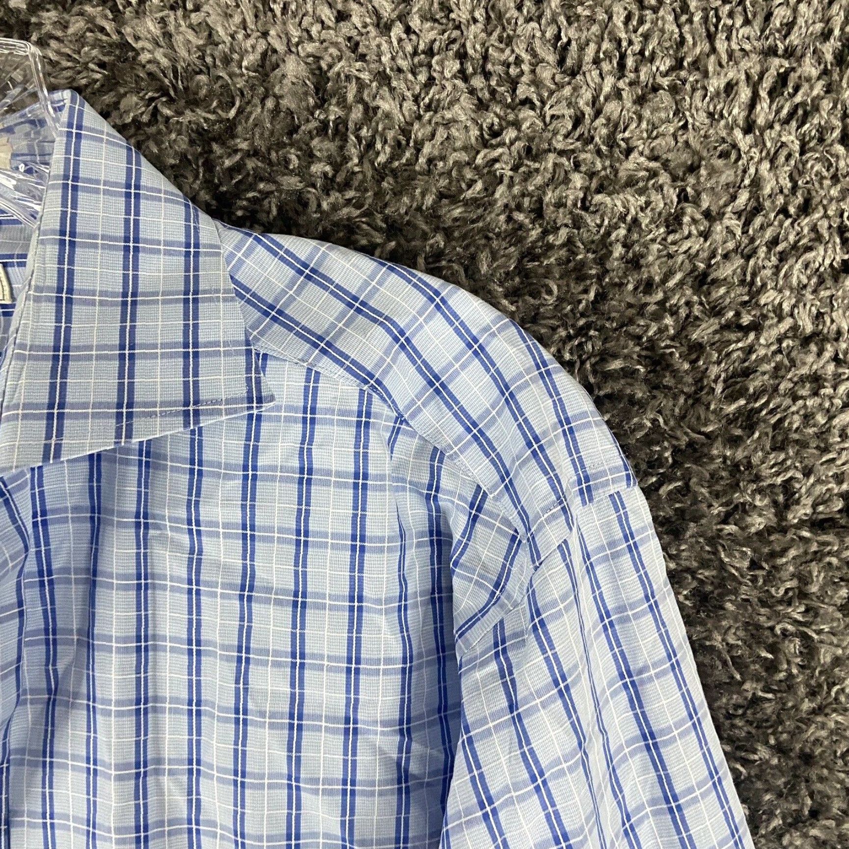 Faconnable VINTAGE Faconnable Blue Plaid Dress Shirt Men’s 16 R Long Sleeve Size 42R - 4 Thumbnail
