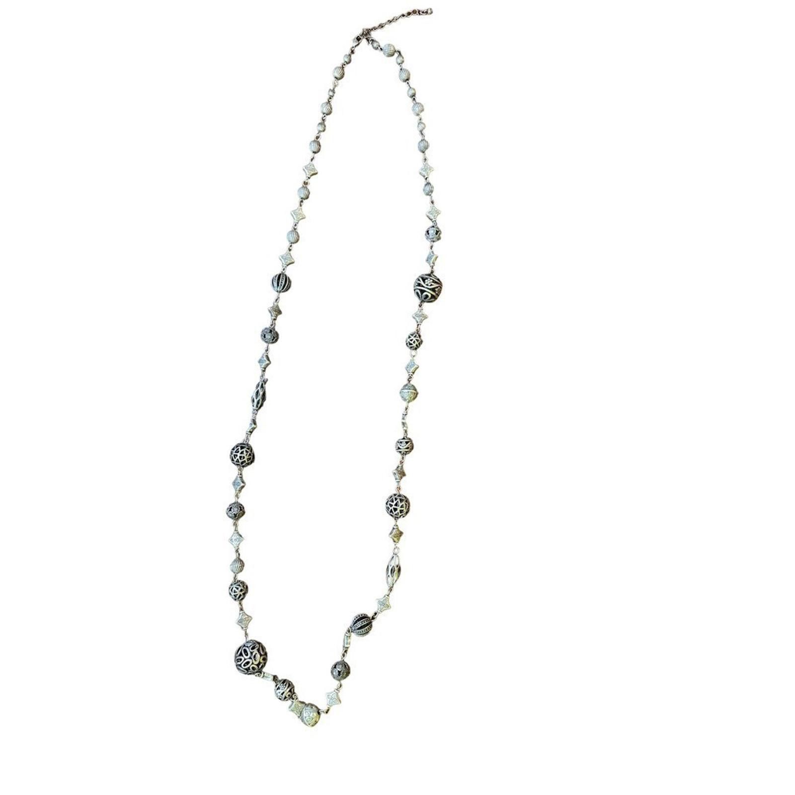 Vintage Vintage Silver Tone Fancy Beaded Necklace Size ONE SIZE - 1 Thumbnail