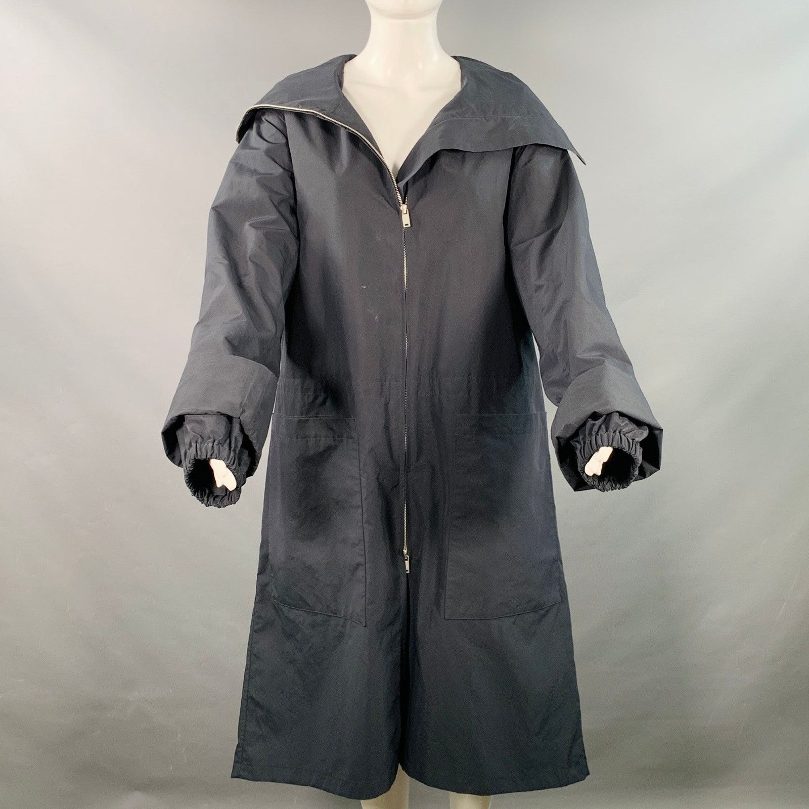 Jil Sander JIL SANDER Size XS Navy Polyester Hooded Zip Up Coat Size XS / US 0-2 / IT 36-38 - 1 Thumbnail