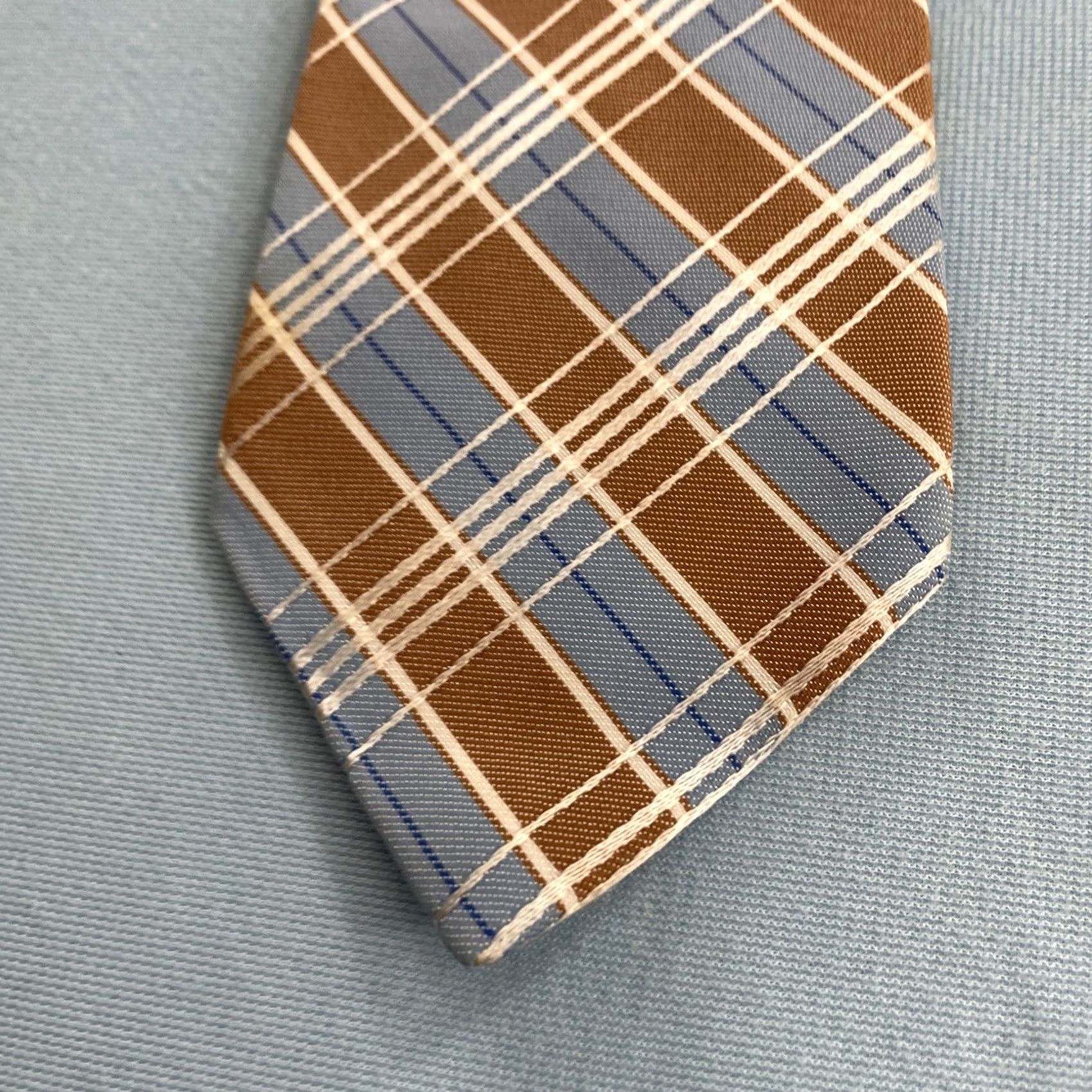 MCM VINTAGE Necktie 60s Plaid Repp Stripe Blue Rust Brown Poly Rayon MCM Exec 3x55 Capsule Tie Men Size ONE SIZE - 2 Thumbnail
