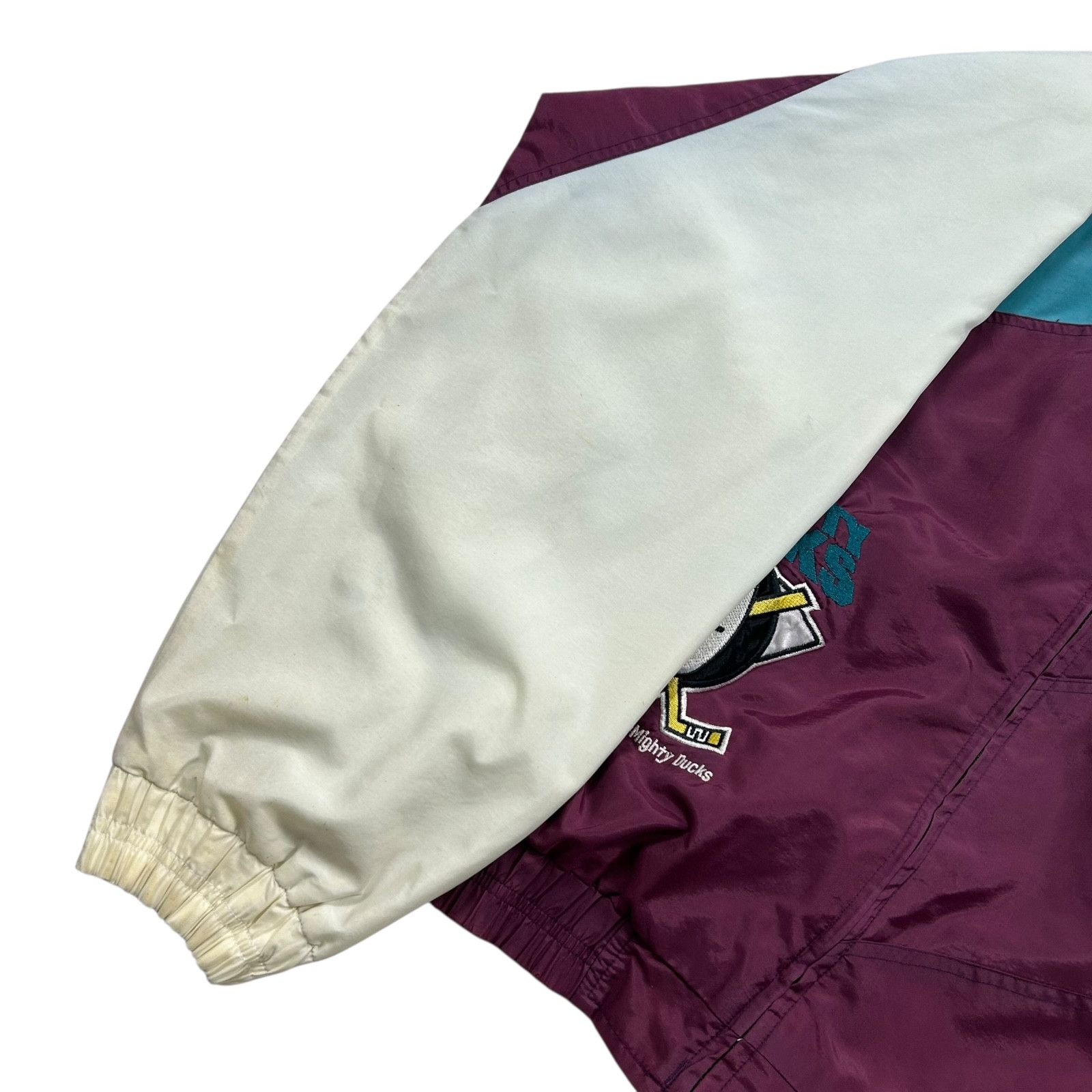NHL 90s MIGHTY DUCKS LOGO ATHLETIC SHARKTOOTH WINDBREAKER JACKET Size US L / EU 52-54 / 3 - 12 Thumbnail