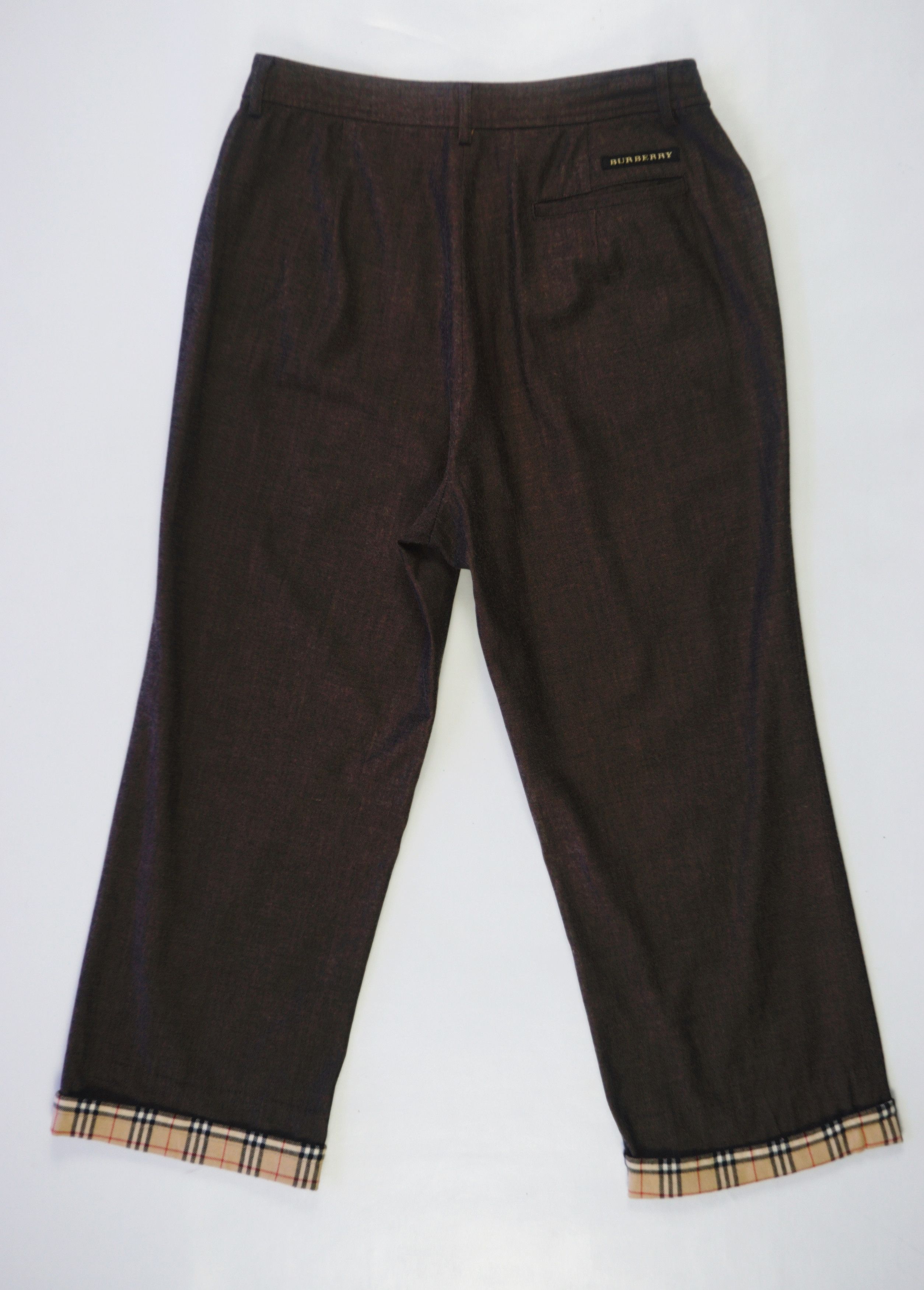 Burberry Burberry Golf Oak Brown Wool Nova Check Wide Leg Pants Size 28" / US 6 / IT 42 - 3 Thumbnail