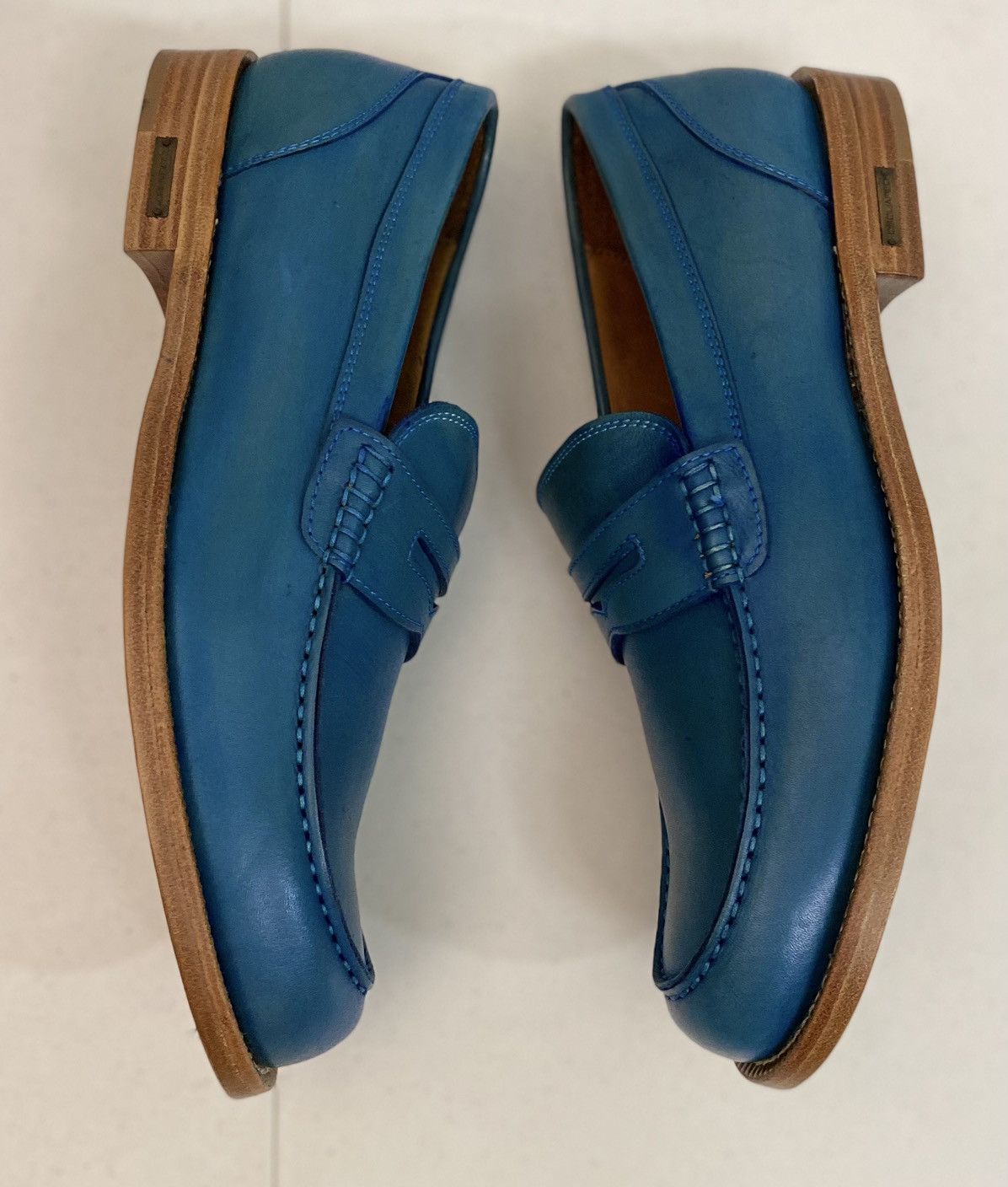 Dsquared2 Dsquared2 🇮🇹 Blue Leather Ivy League Penny Loafer 8.5 NEW Size US 8.5 / EU 41-42 - 4 Thumbnail