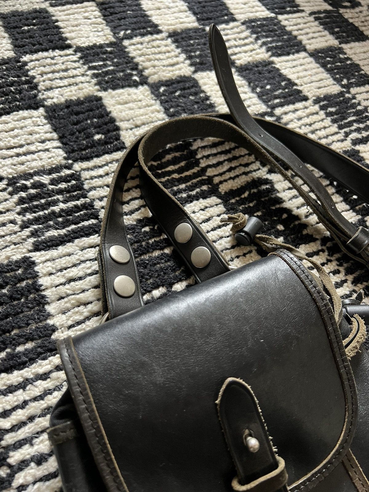 Y's × Yohji Yamamoto 2004 Black Leather Bag Size ONE SIZE - 3 Thumbnail