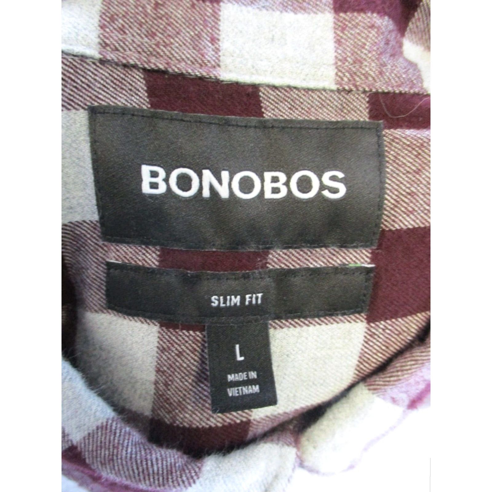 Bonobos Bonobos Flannel Shirt Mens Large Burgundy Gray Cotton Size US L / EU 52-54 / 3 - 3 Thumbnail