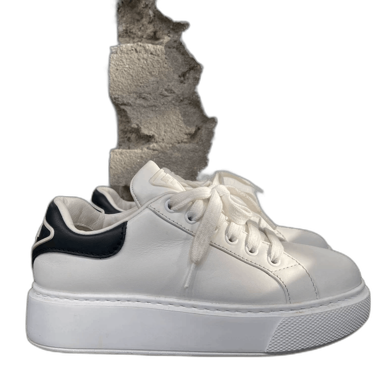 Prada Prada Black Triangular Logo White Sneakers -2505 Size US 4.5 / IT 34.5 - 1 Thumbnail