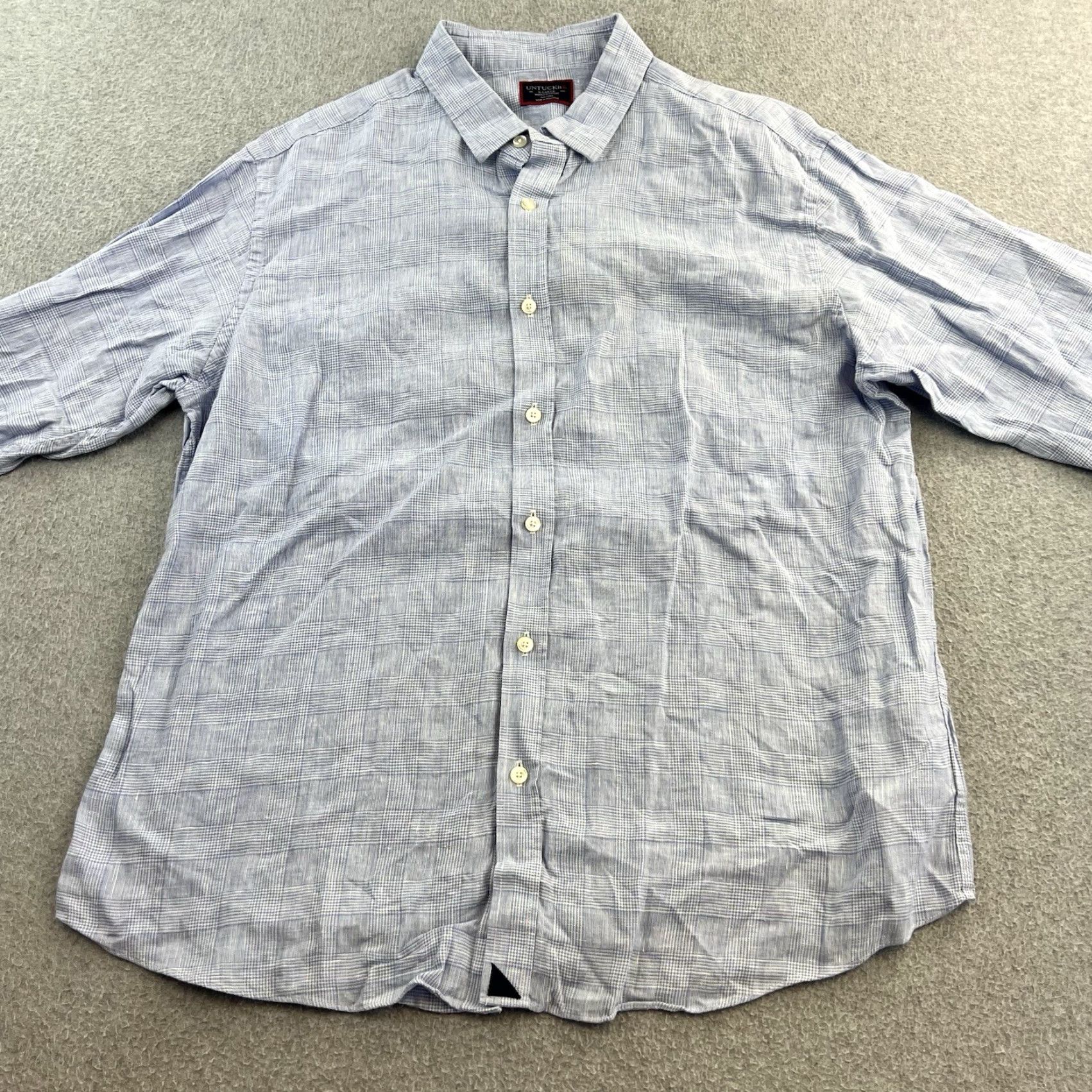 UNTUCKit UNTUCKit Shirt Mens XL Blue Check Long Sleeve Button Up 100% Linen Casual Adult Size US XL / EU 56 / 4 - 4 Thumbnail