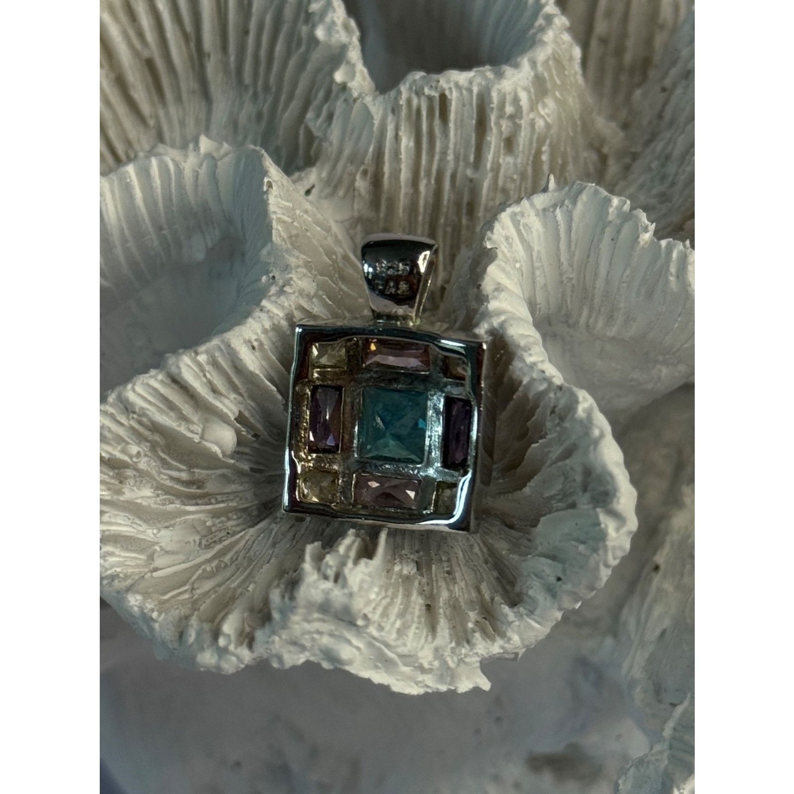 Jewelry FAS 925 STERLING SILVER MULTI COLOR TOURMALINE PENDANT Size ONE SIZE - 5 Thumbnail
