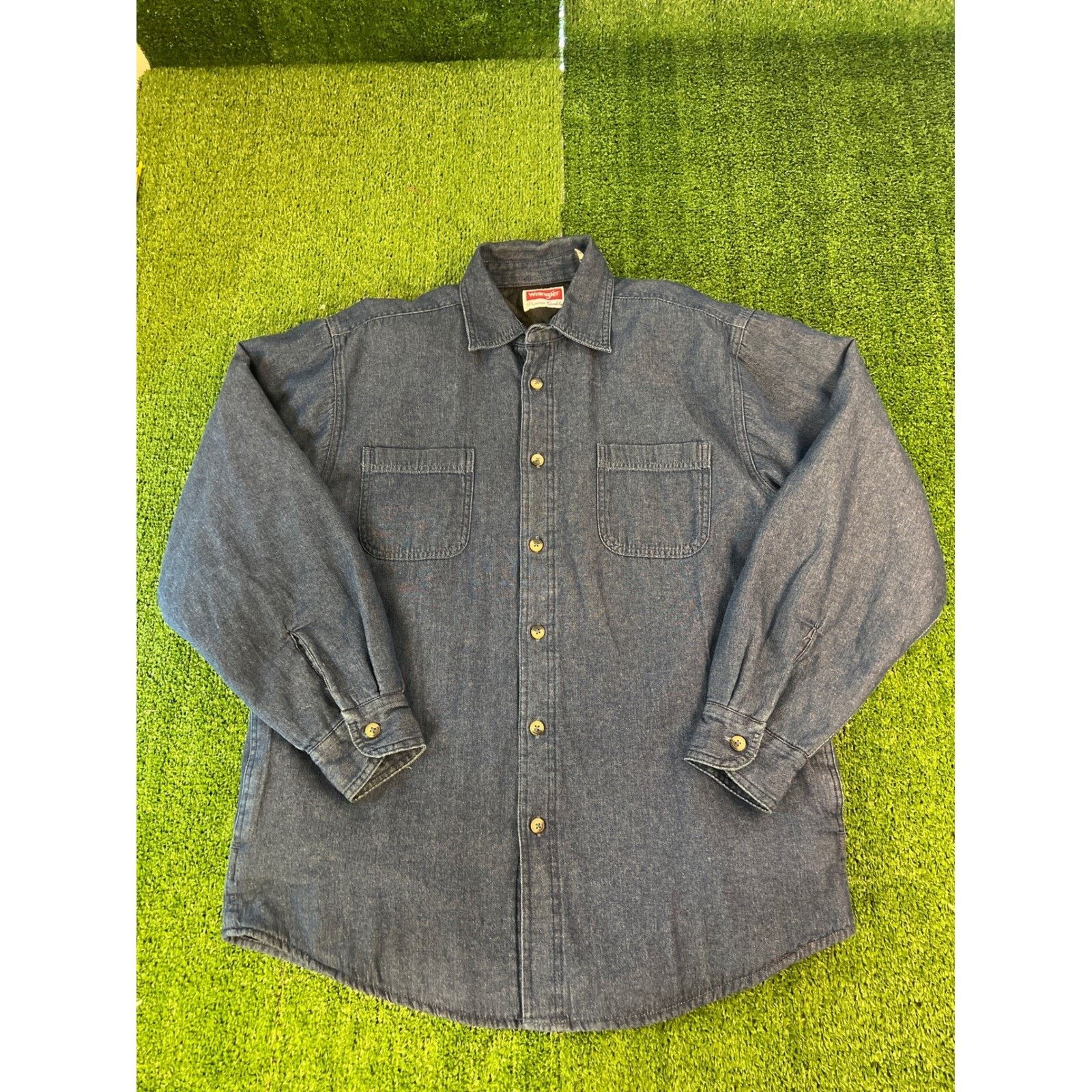 Wrangler Wrangler Shacket Mens LG Blue Denim Quilted Lined Jacket Size US L / EU 52-54 / 3 - 1 Thumbnail