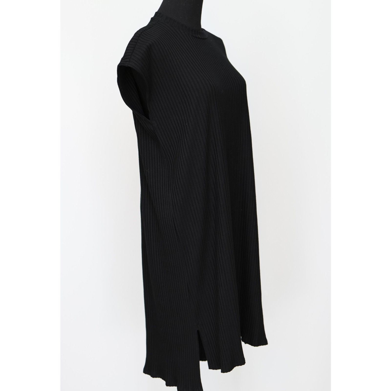 Eileen Fisher EILEEN FISHER Black High/Low Ribbed Shift Dress Size M $218 Size M / US 6-8 / IT 42-44 - 3 Thumbnail