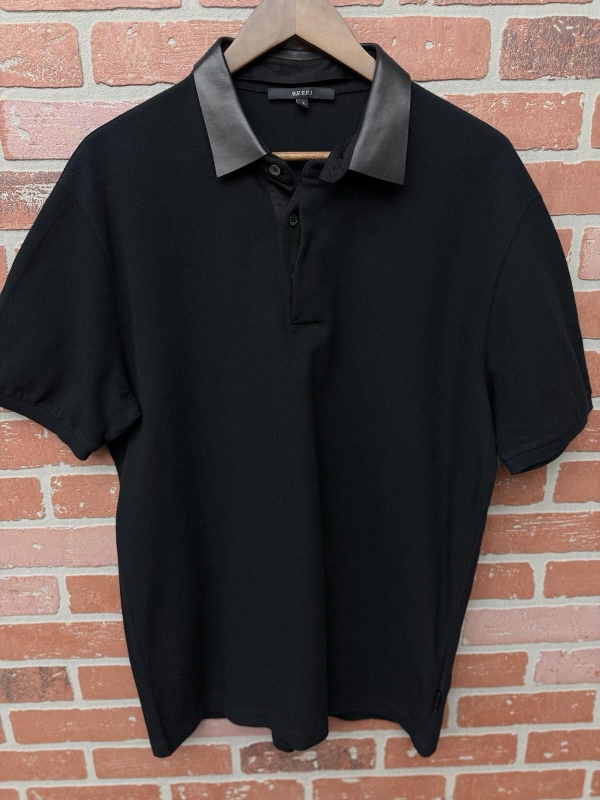 Gucci Gucci Polo T Shirt Black Leather Collar Size XL $850 Retail Size US XL / EU 56 / 4 - 6 Thumbnail