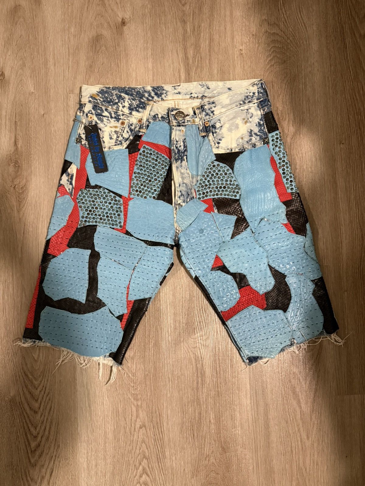 Jaded by Knight Jaded by Knight Handmade Acid Wash Denim Patchwork Bermuda Size US 32 / EU 48 - 1 Thumbnail