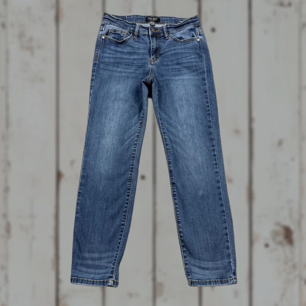 Denime Judy Blue Jeans Womens 28 Relaxed Mid Rise Distressed Stretch Denim Straight Jeans Blue 26x26 Mens? Womens? Size 26" / US 2 / IT 38 - 1 Thumbnail