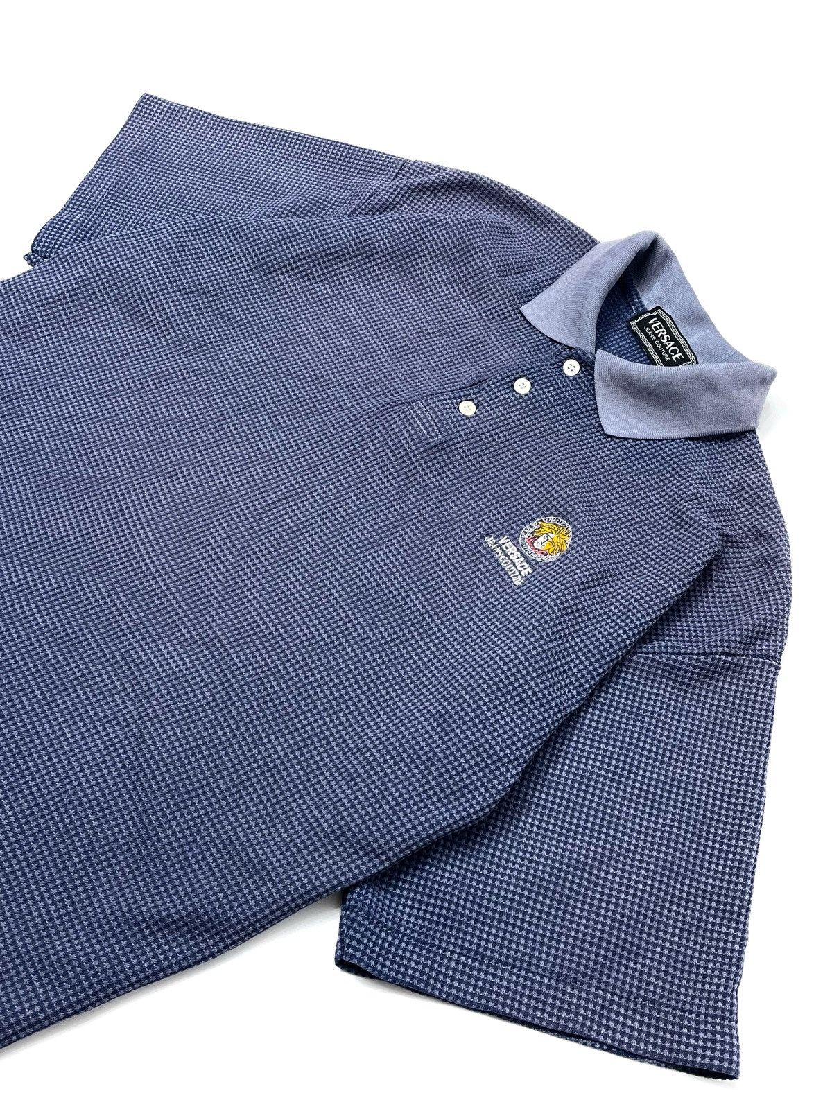 Versace Jeans Couture Vintage Versace Jeans Couture Medusa Logo Waffle Knit Polo Size US XL / EU 56 / 4 - 2 Thumbnail