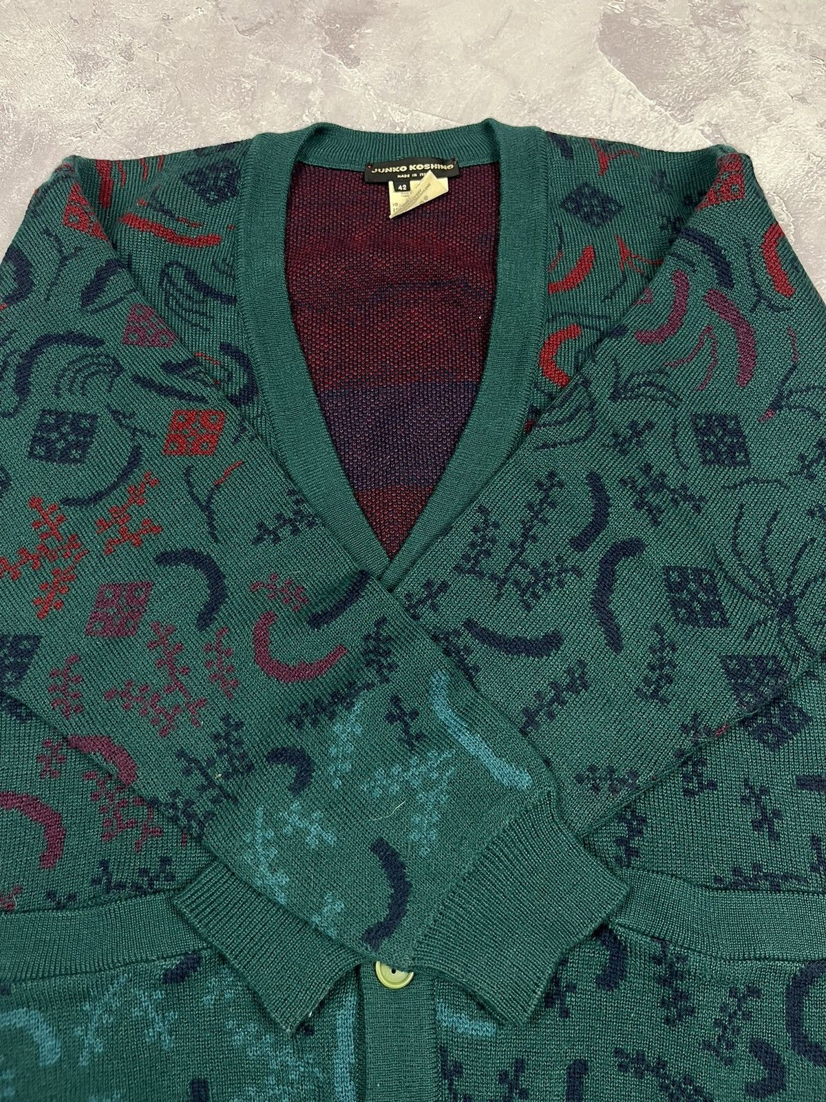 Mr. Junko Mr. Junko Junko Koshino Wool/Cashmere Cardigan Sweater Green Size US L / EU 52-54 / 3 - 4 Thumbnail