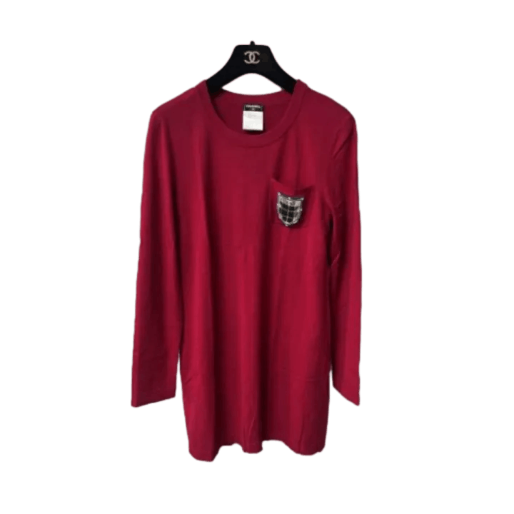 Chanel Chanel Casual Long Sleeve Red T-Shirt 0079 Size S / US 4 / IT 40 - 1 Thumbnail