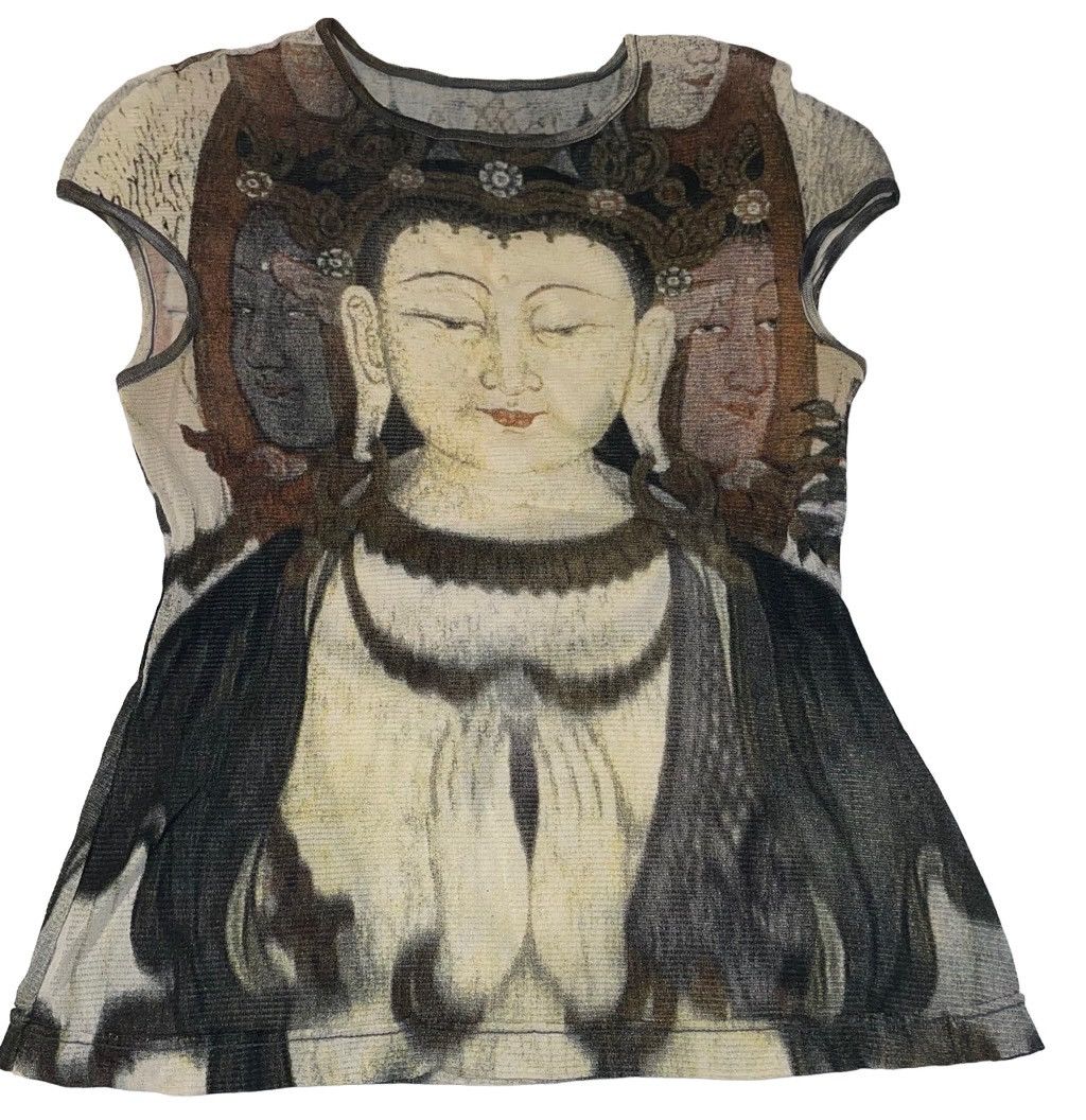 image of Vivienne Tam Vintage Kwan Yin Buddha Top in Brown, Women's (Size Small)